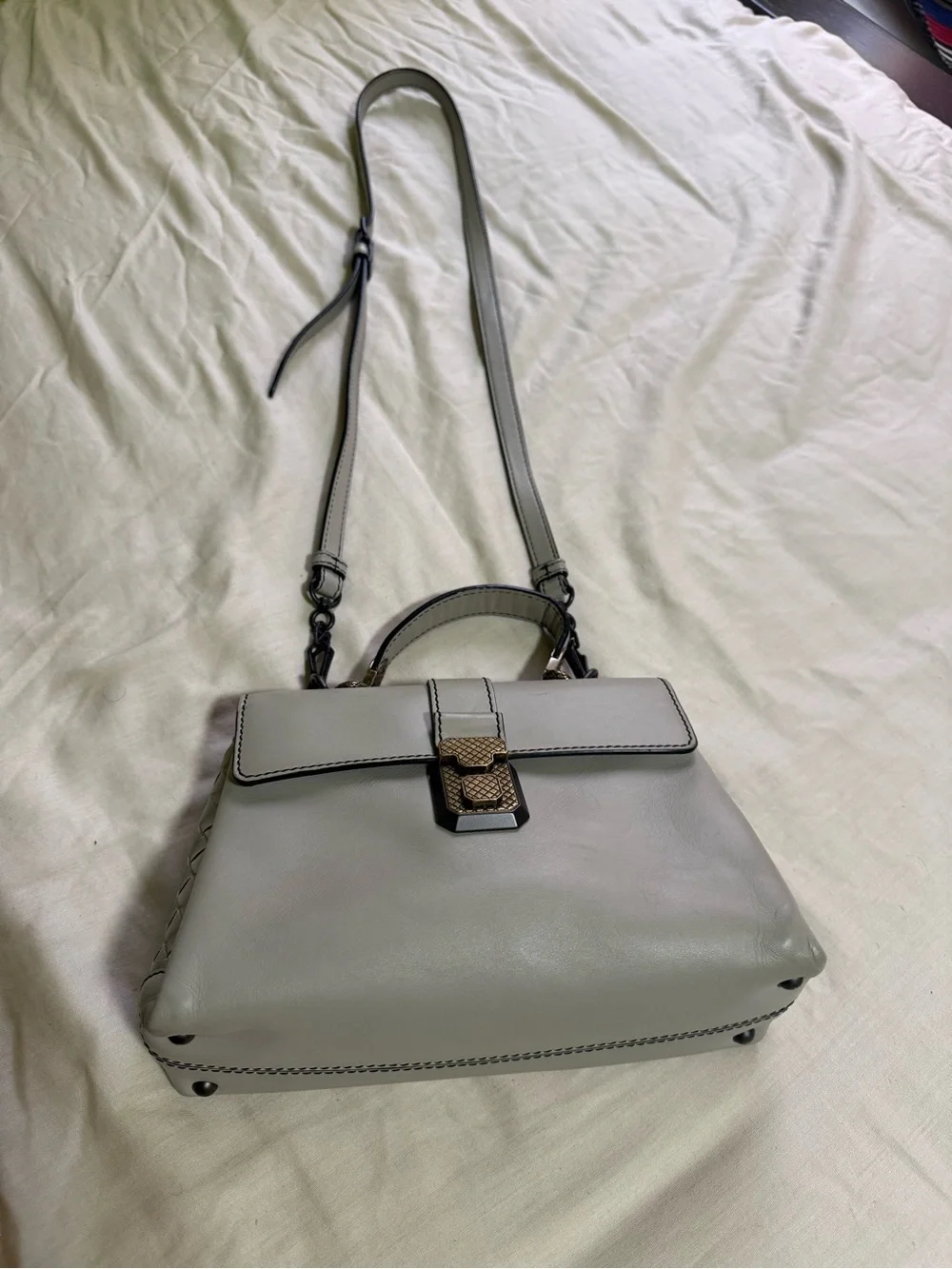 Bottega Veneta Small Piazza Shoulder Dark Cement
